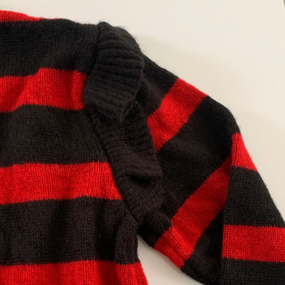 Zara Red/Black Striped Mohair Knit Sweater Detachable Tulle Collar NWT S - Picture 7 of 15